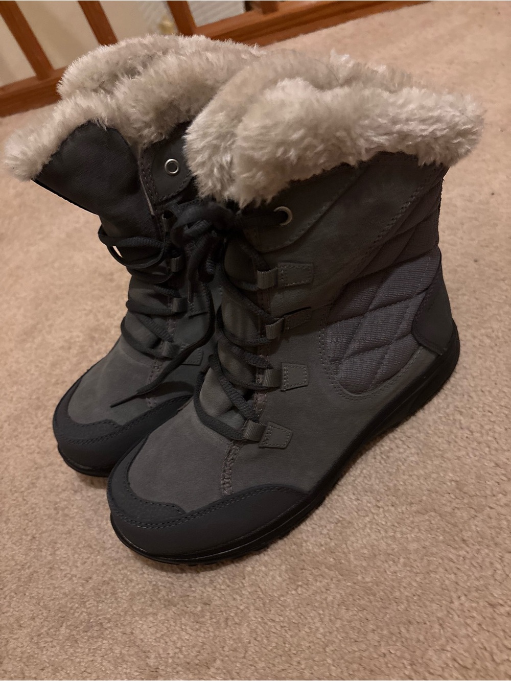 Columbia Gray Faux-Fur Lined Winter Boots
